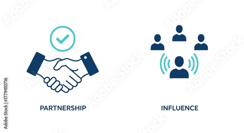 Vector illustration of illustrations depicting concepts of partnership and influence