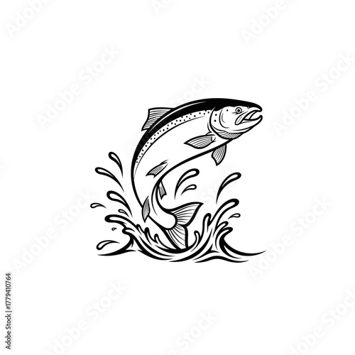 A leaping fish splashing through water, showcasing its agility in a natural aquatic setting