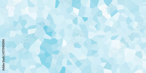 Abstract geometric mosaic pattern with varying shades of light blue and white creating a crystalline or icy texture background for design and digital art
