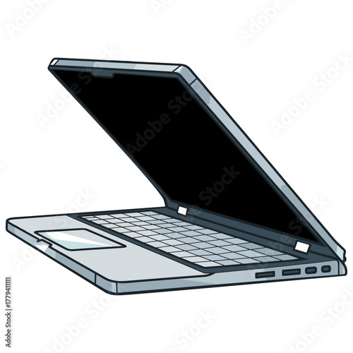 なめらかに開閉する銀色のノートパソコンと黒い無地の画面が革新を感じさせる