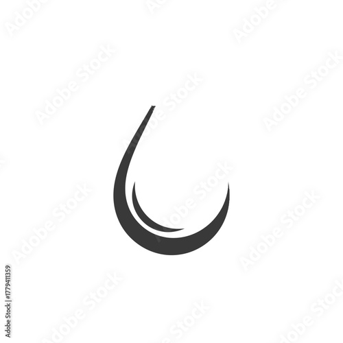 Abstract design featuring a stylized water droplet symbolizing purity and fluidity against a white background