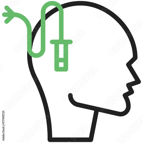 Mind's Interface: Conceptual illustration of a mind linked to a wire, representing the interface of thought