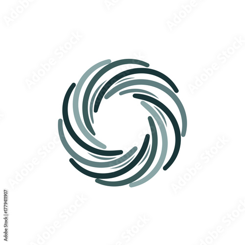 Abstract design featuring swirling lines in a circular pattern, creating a modern aesthetic
