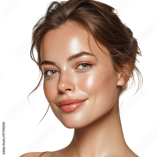 Natural Beauty Portrait of a Young Woman With Glowing Skin and Soft Features ...
