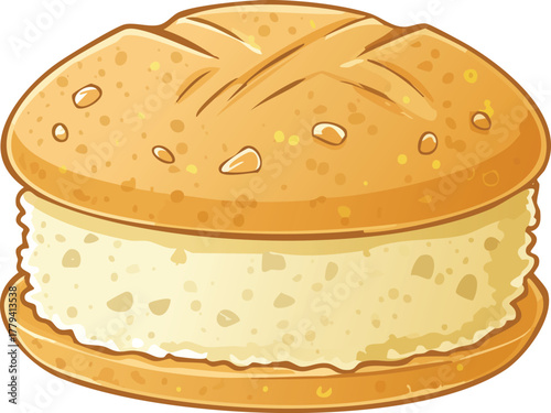 vector illustration of a cheese sandwich on bread