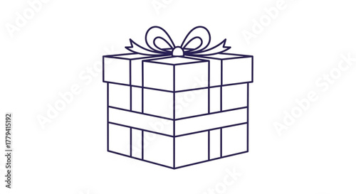 Simple line drawing of a stacked gift box with a bow on a white background