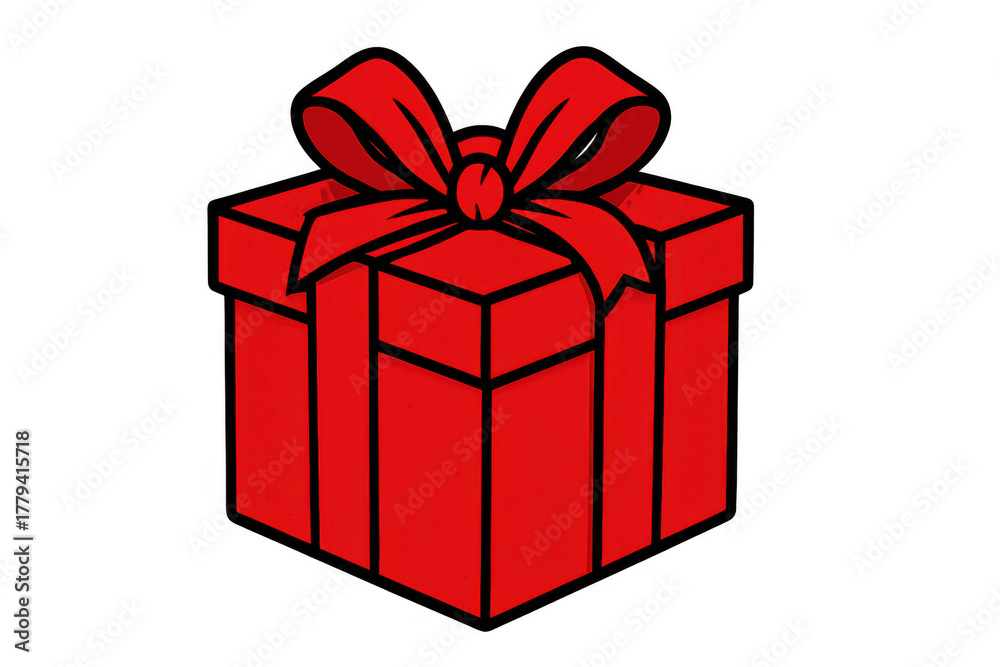 Fototapeta premium Red gift box with ribbon and bow suggesting celebration, giving, and a surprise present on transparent background