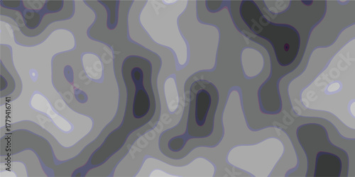 Abstract topographic contour map pattern with smooth gradients in shades of grey and subtle purple outlines, creating a visually engaging and organic texture for backgrounds and design elements