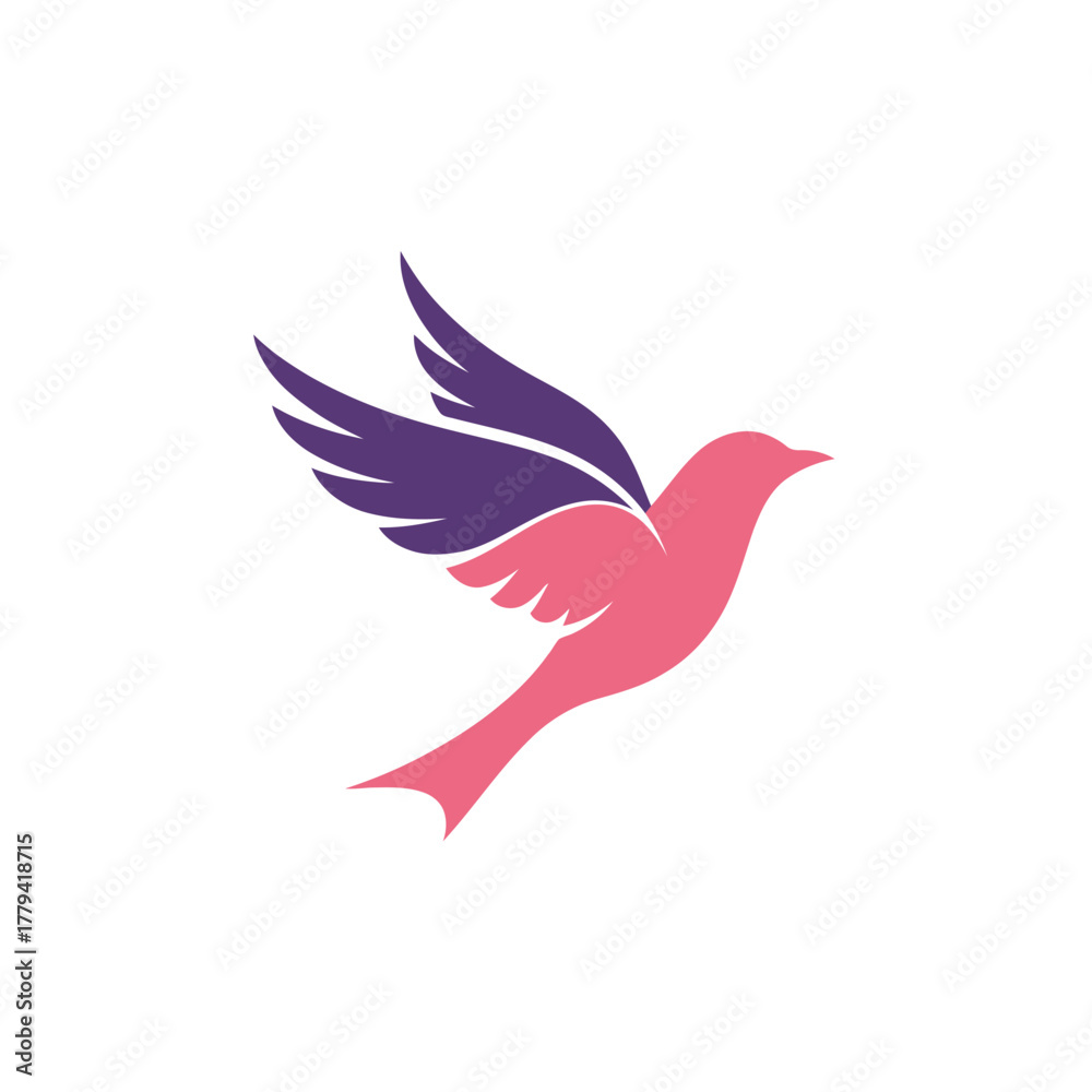 Fototapeta premium Colorful bird silhouette with flowing wings in a minimalist design, suitable for branding or art projects