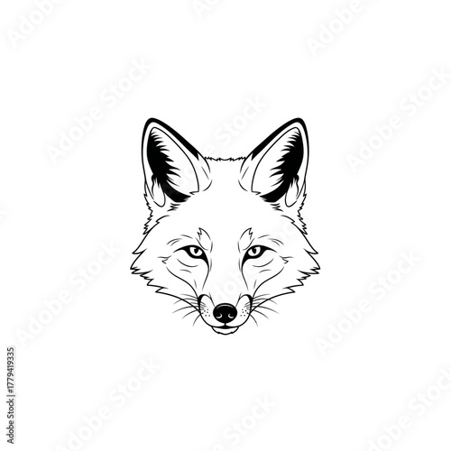 Detailed illustration of a fox's head showcasing its sharp features and expressive eyes, ideal for wildlife art