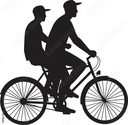 tandem, bicycle, silhouette, cycling, bike, ride, sport, vector, couple, teamwork, motion, cad, drawing, flat, illustration