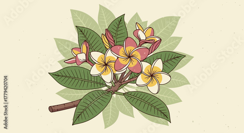 Elegant frangipani floral illustration with tropical essence and harmony