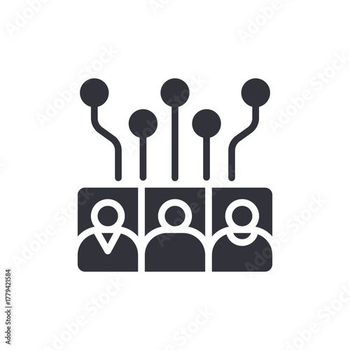 Connected Team Diverse People Remote Collaboration Icon