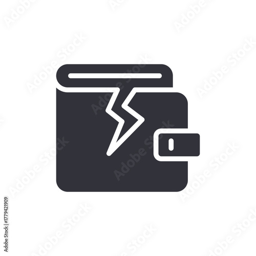 Cracked Wallet Symbol Finances Problem Poverty Icon Design