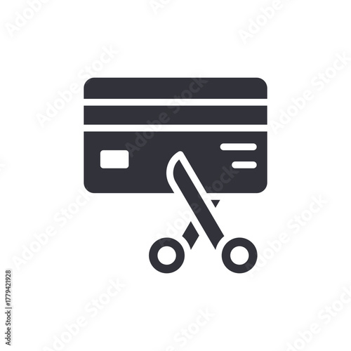 Cutting Credit Card Icon Financial Restriction Symbol