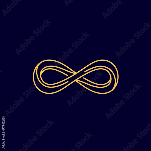 Elegant golden infinity symbol on a deep blue background, representing limitless possibilities