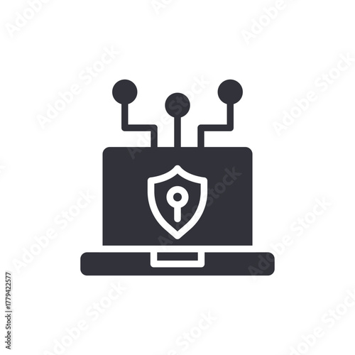 Laptop Security System With Protection Technology Icon