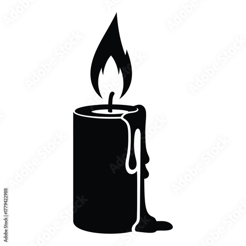 Burning candle silhouette icon isolated on transparent background, Vector