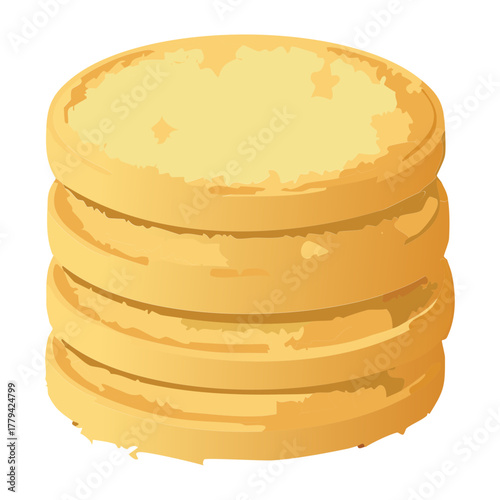 Stack of plain round shortbread cookies or biscuits with a simple vanilla flavor, ready for tea time - Vector Illustration