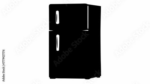 Silhouette of a two door refrigerator with handles on a white background in a simple illustration