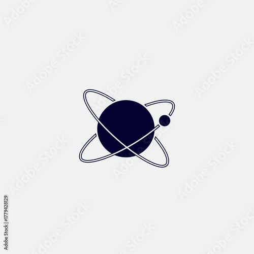 Simple illustration of an atom with orbiting electrons on a minimalist background