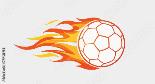 Concept illustration of a dynamic soccer ball with a fiery trail, symbolizing powerful action, competitive energy, and the thrilling spirit of the game