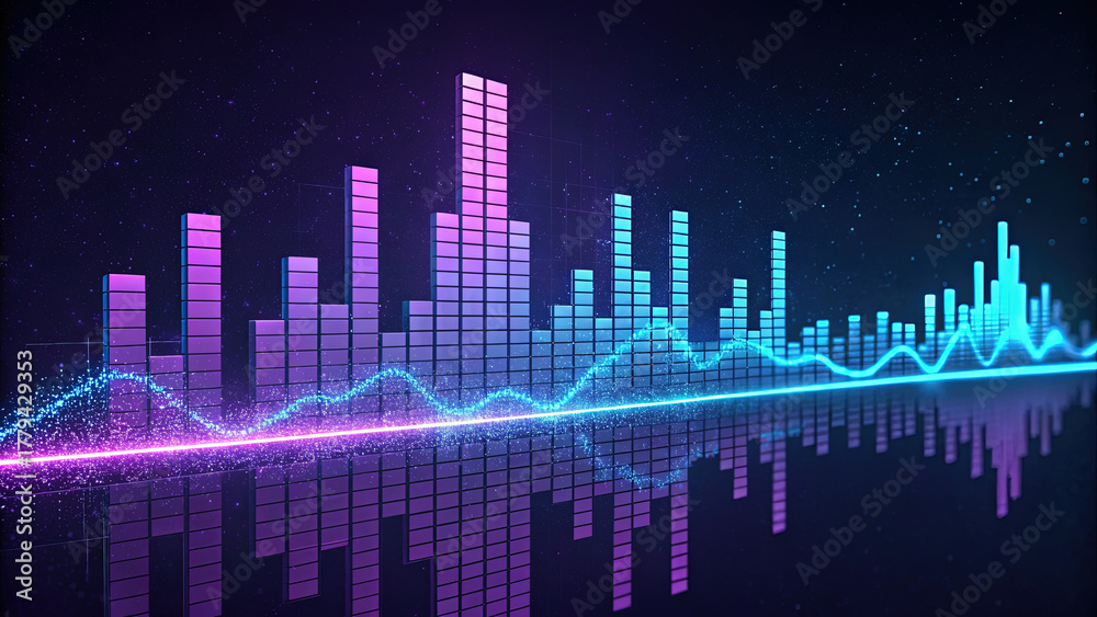Naklejka premium Vibrant Sound Wave Spectrum Equalizer Display