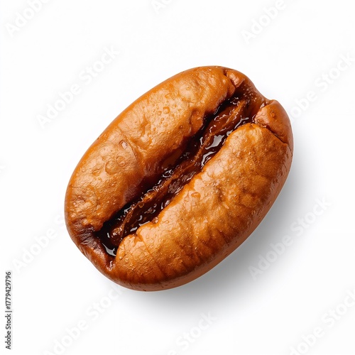 Golden roasted coffee beans isolated on white background