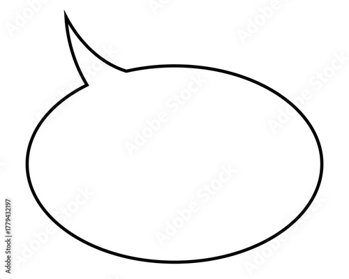 speech balloon, one empty white elliptical speech bubble, outline illustration