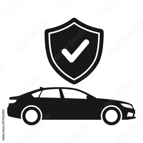 Car insurance and protection silhouette isolated on transparent background, Vector