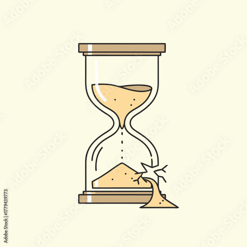 Urgent deadline approaching hourglass with sand spilling symbolizing time running out fast