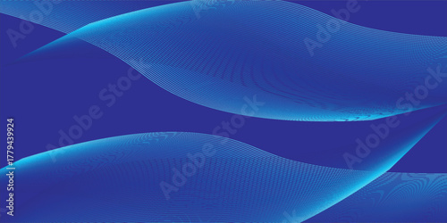Abstract glowing wave lines on blue background. Dynamic wave pattern. Modern flowing wavy lines. Futuristic technology concept. Suit for banner, poster, cover, brochure, flyer, website