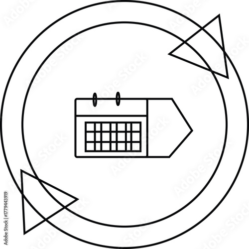 Recurring schedule calendar with circular update arrows concept