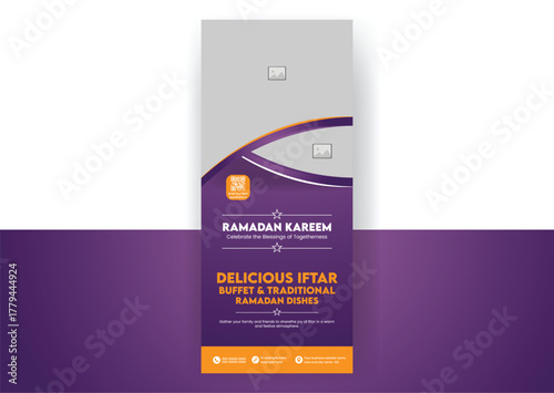 Ramadan Kareem food menu roll up banner template