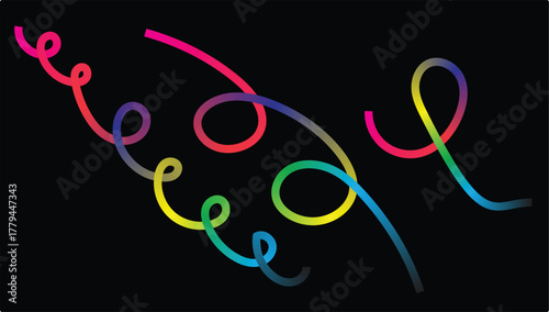 Abstract Neon Swirl Lines on Black Background – Colorful Gradient Curves, Glowing Light Trails

🔹 Keywords (SEO Optimized for Adobe Stock):