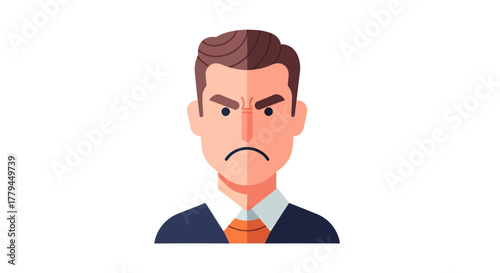 Cartoon illustration of a man expressing intense frustration and anger in a professional setting