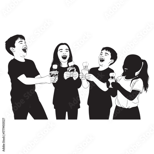 Happy Kids Enjoying S'mores and Roasted Marshmallows - Diverse Group Fun