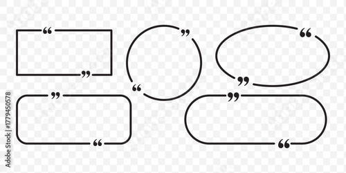 Quote box frame, big set. Quote box icon. Texting quote box