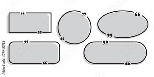 Quote box frame, big set. Quote box icon. Texting quote box