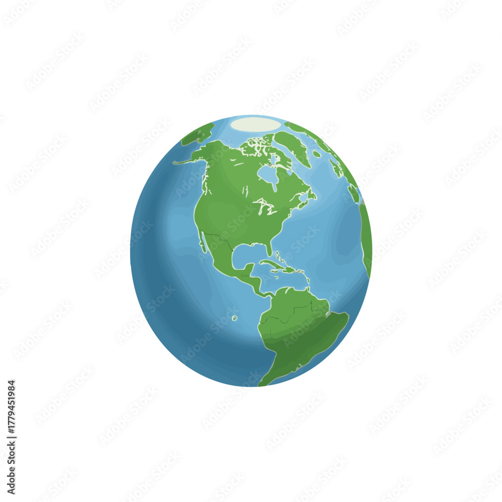 Naklejka premium Watercolor Earth Globe - Green and Blue Planet vector illustration