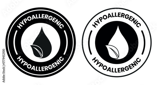 Hypoallergenic tested icons set design. Cosmetic certification label, Hypoallergenic icon sign black on white background. Hypoallergenic logo, label, sign, badge, symbol, banner, line, flat vector.