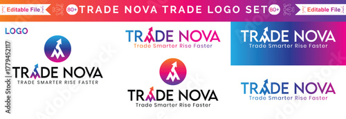 Modern Candlestick Bar with Arrow Diagram Trading Investment Statistics For Business Accounting and Marketing Logo Design