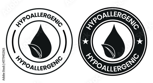 Hypoallergenic tested icons set design. Cosmetic certification label, Hypoallergenic icon sign black on white background. Hypoallergenic logo, label, sign, badge, symbol, banner, line, flat vector.