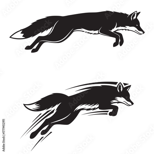 Dynamic Jumping Fox Silhouettes - Motion Vector Set