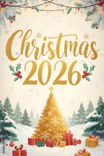 christmas card with christmas tree