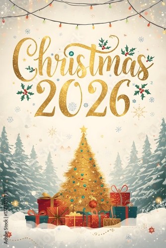 christmas card with christmas tree