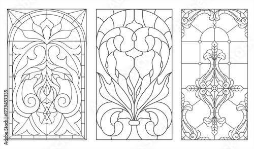 Set of Classic Stained Glass Window Textures