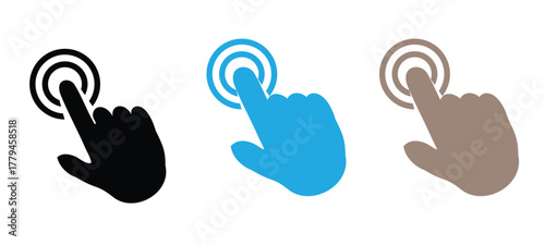 Click here for success now! Hand tapping icon, digital touch for modern interface design and user experience with a simple, clear call to action 