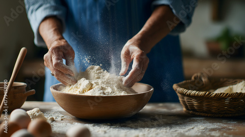 Local woman skillfully prepares handmade pasta, culinary artisan showing passion and joyful expression