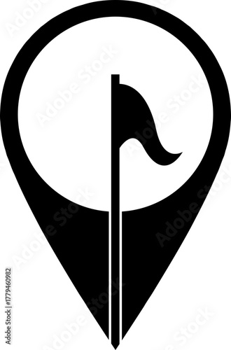 Find golf courses easily with this location marker, perfect for travel apps and sports websites, scalable for any size, modern and clean design